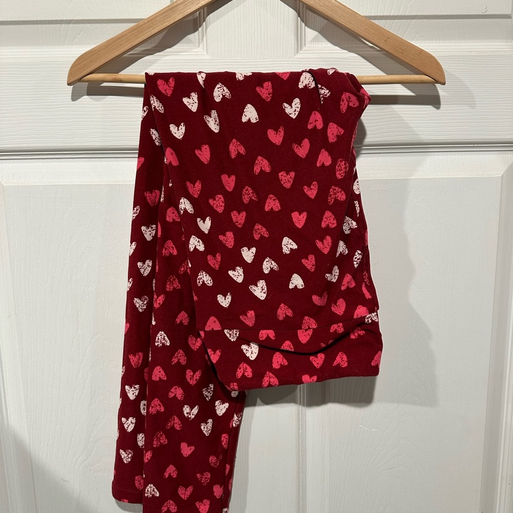 LuLaRoe Red and White Heart Leggings